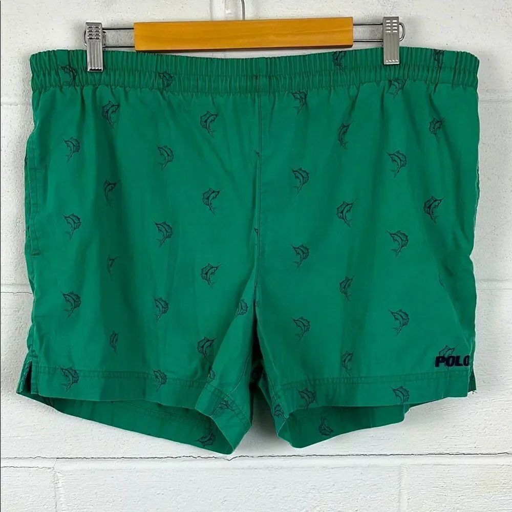 Polo Ralph Lauren men’s green swordfish lined swim trunks size M